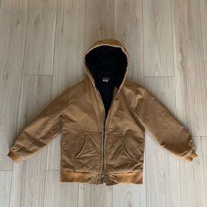 Carhartt Large 14/16 Jacket Boys Brown Full Zip Lined Outdoor Hooded Youth